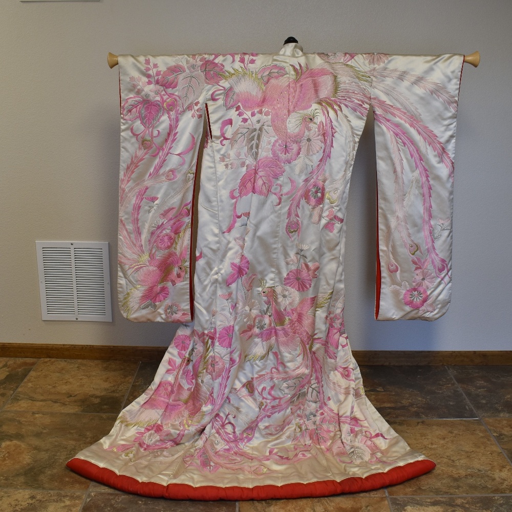 Vintage Wedding Kimono Pink Phoenix